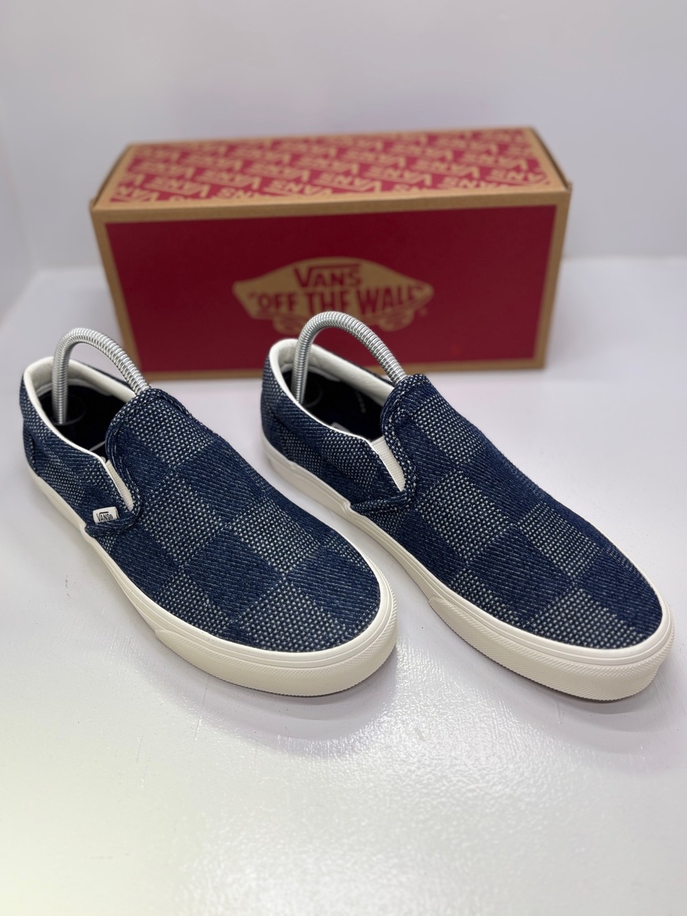 Vans Classic Slip-On Checkerboard Denim Blue Sneakers Men's 8 Women's 9.5 EU 40. - Picture 5 of 10